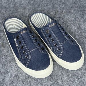 Taos Women's EZ Soul Canvas Mule Sneaker in Blue Wash-‎ Sz 7
